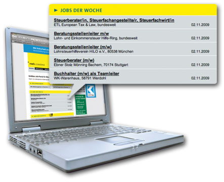 NWB Sonderwerbeformen: 'Job der Woche' auf der Startseite der NWB Jobbörse